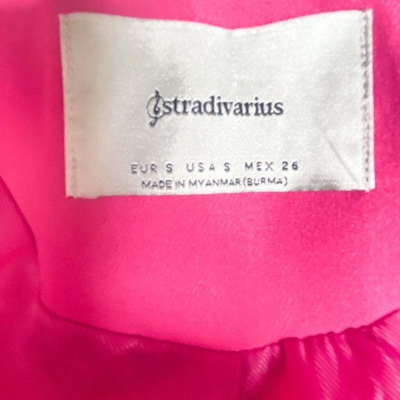 Stradivarius Barbie Pink Mini Puff Shoulder Blazer Dress S - Picture 9 of 10